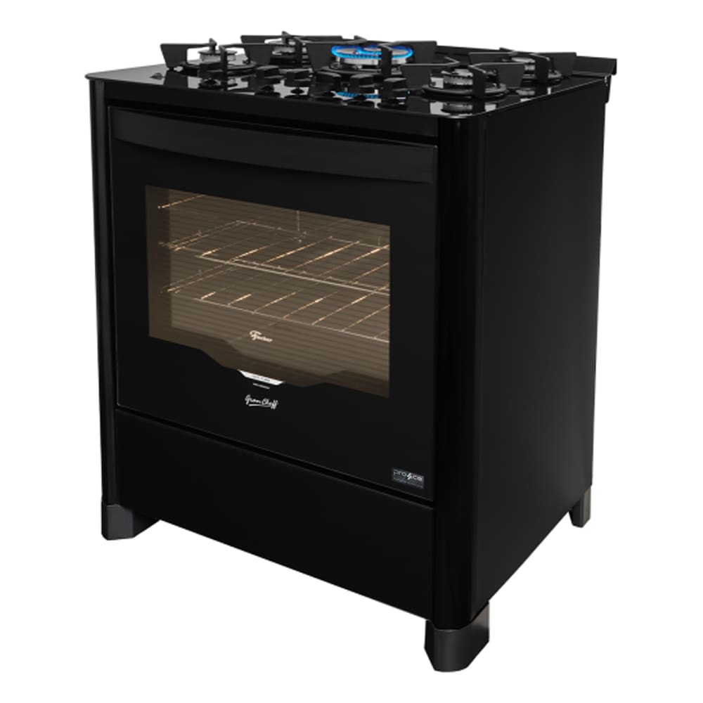 Fogão de Piso Preto Fischer 5Q TC Gran Cheff Gás com Dourador