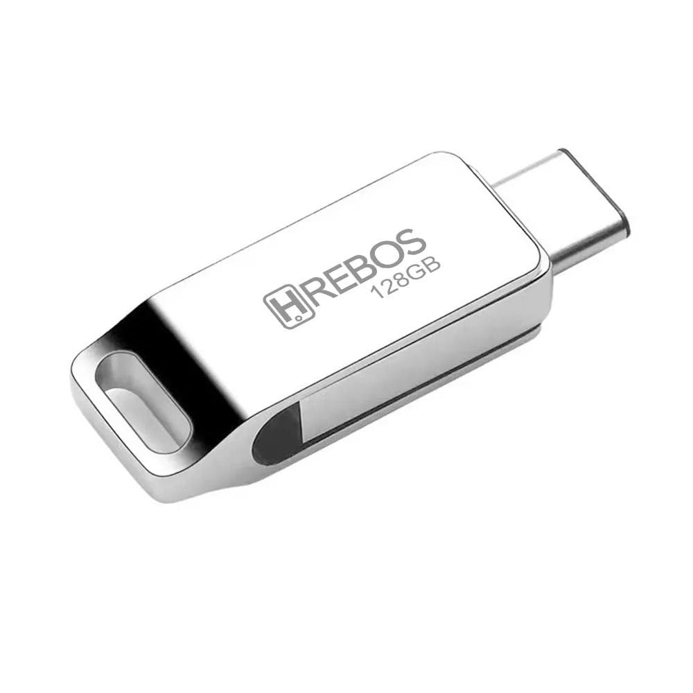 Pen Drive Hrebos If-254 Dual Drive 128gb Usb-c E Usb-a Prateado 128gb