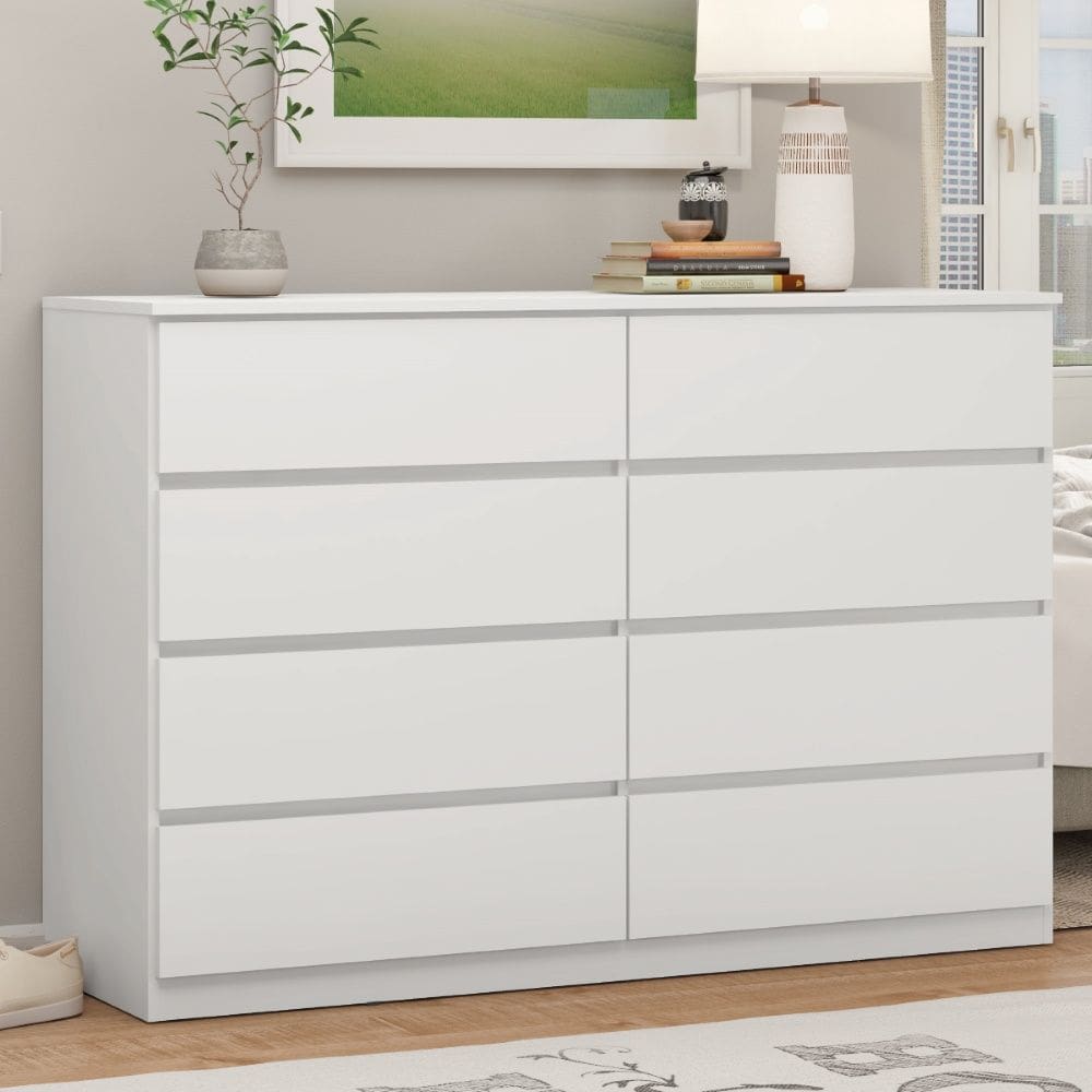 Cômoda Sapateira Sintra 8 Gavetas Branco Brilho Demóbile