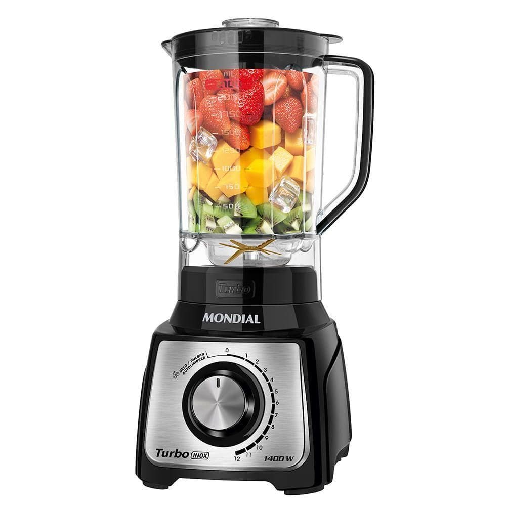 Liquidificador Turbo Inox Mondial Preto/inox 1400W L-1400-LT 110V