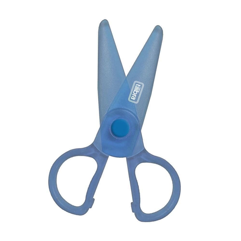 Tesoura Escolar Plástica Sem Ponta 12,2cm T403 Tilibra Azul