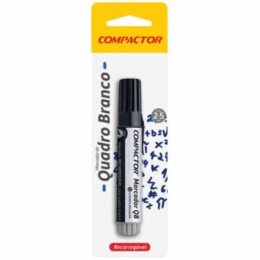 Blister Marcador Quadro Branco Recarregável Compactor Preto