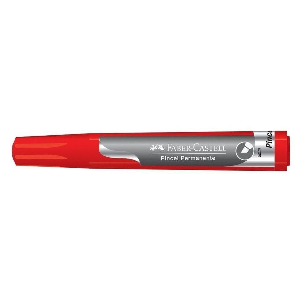 Pincel Marcador Permanente Faber-castell Vermelho