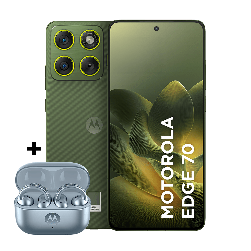 Kit smartphone motorola edge 70 512GB e fone moto buds loop Swarovski Ice Melt