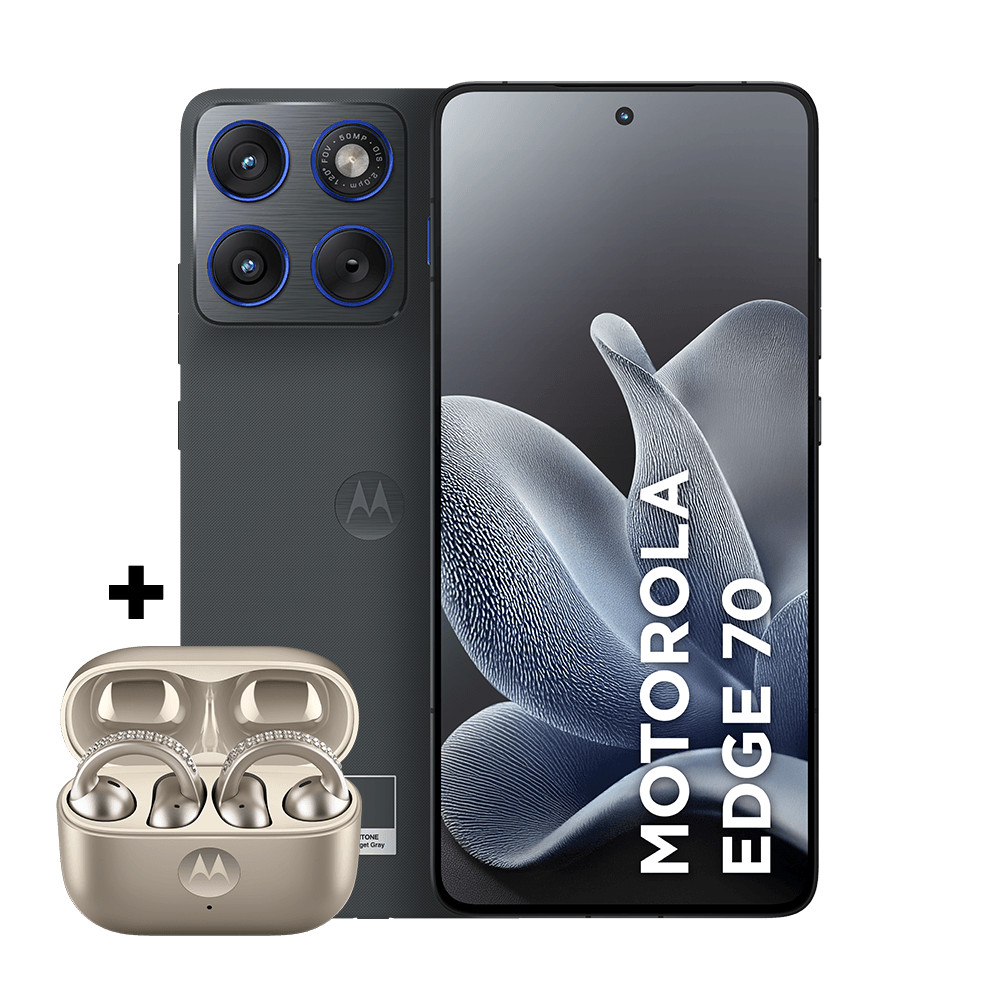 Kit smartphone motorola edge 70 512GB e fone moto buds loop Swarovski Champagne