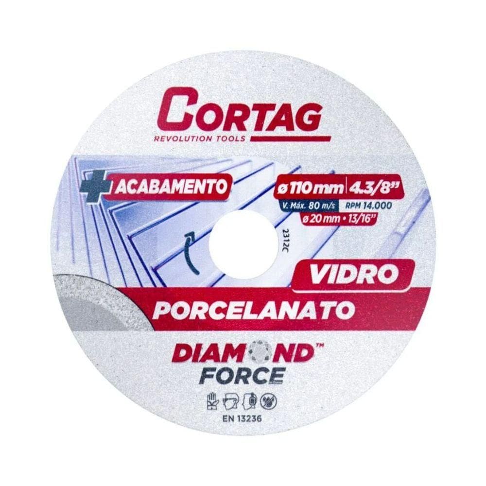 Disco De Corte Diamantado Porcelanato / Vidro Cortag 110.mm