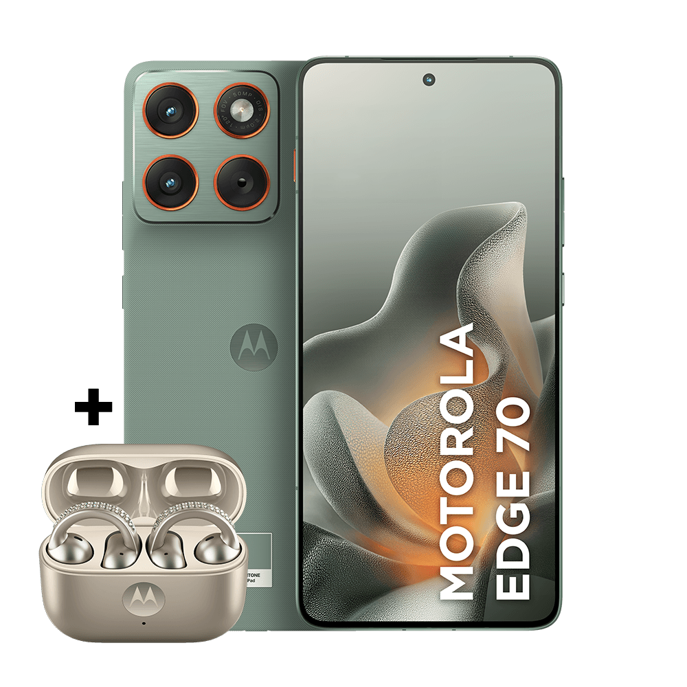 Kit smartphone motorola edge 70 256GB e fone moto buds loop Swarovski Champagne