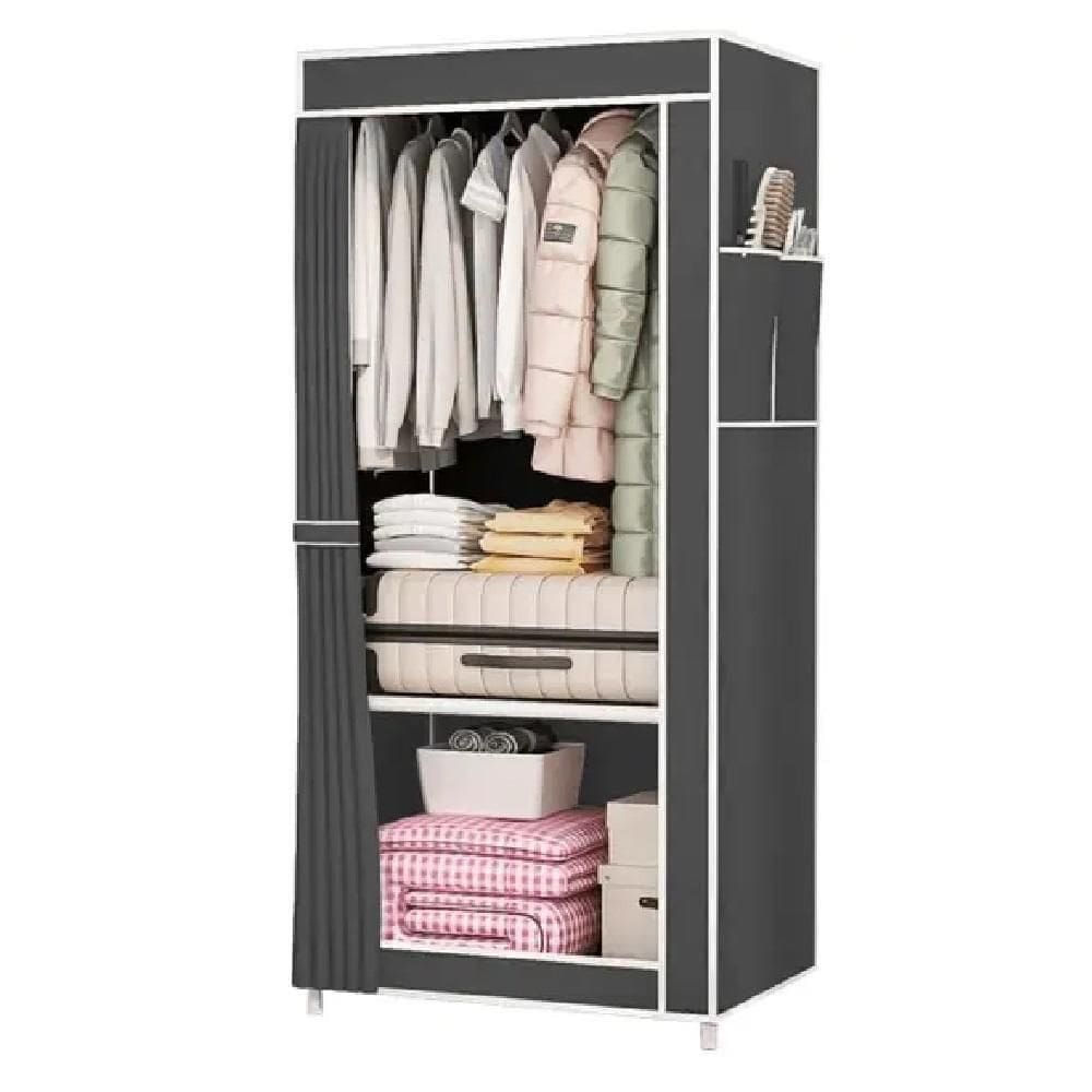 Organizador De Brinquedos E Roupas Armario Guarda Roupa Portatil Sapateira Prateleiras Quarto Toalha Roupa Cama Cinza