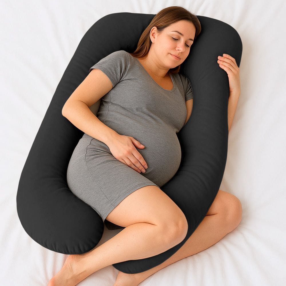 Almofada Travesseiro de Corpo Gestante Relaxante Isa Grande Macia Veludo Preto - Abmaza