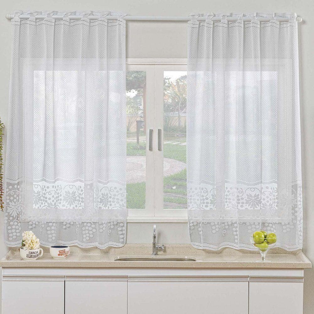 Cortina De Janela Uva Em Renda Para Varão Simples 2,00m X 2,50m 100% Poliéster - Uva