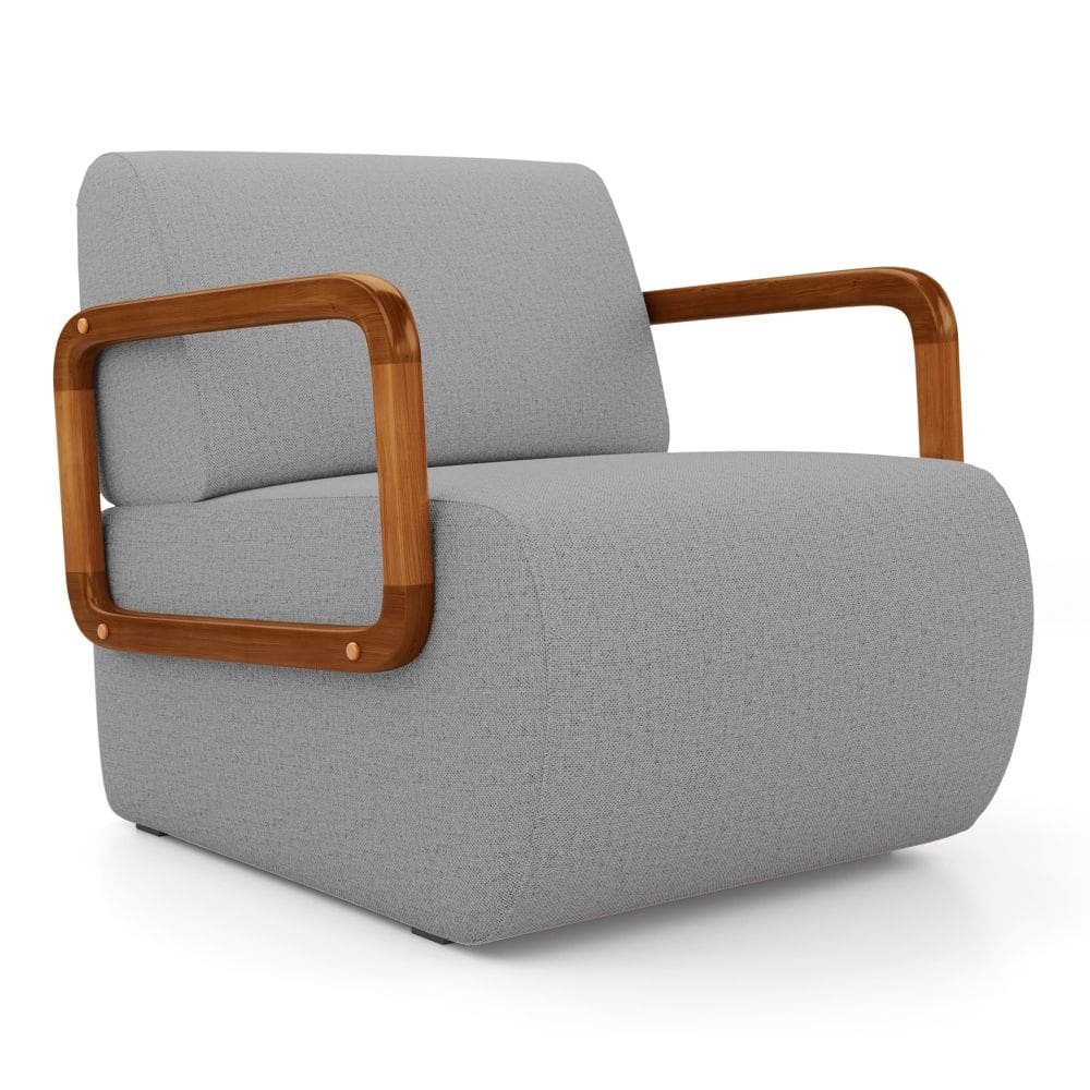 Poltrona Decorativa Orgânica Living Kavya Linho Cinza - Abmaza