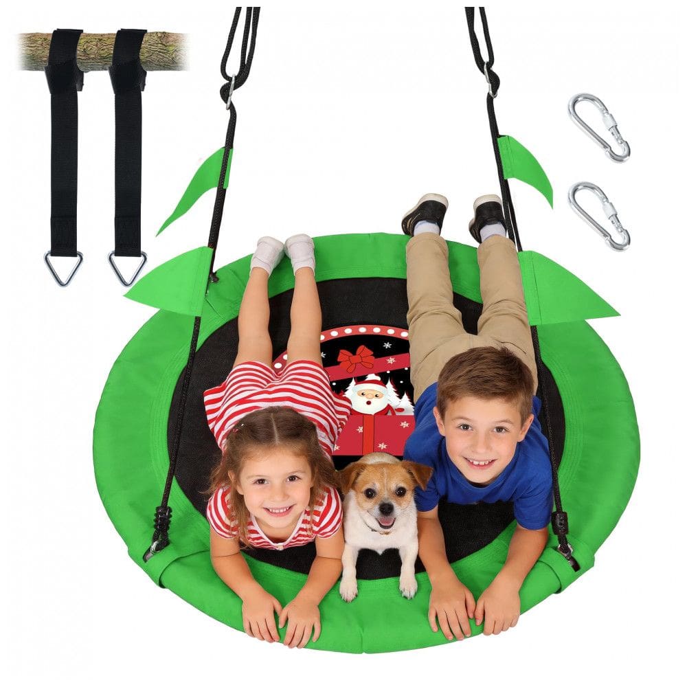 Balanço Redondo Saucer 102 cm PACEARTH Verde Natalino com Cordas Multi-Fios Ajustáveis Capacidade 408 kg