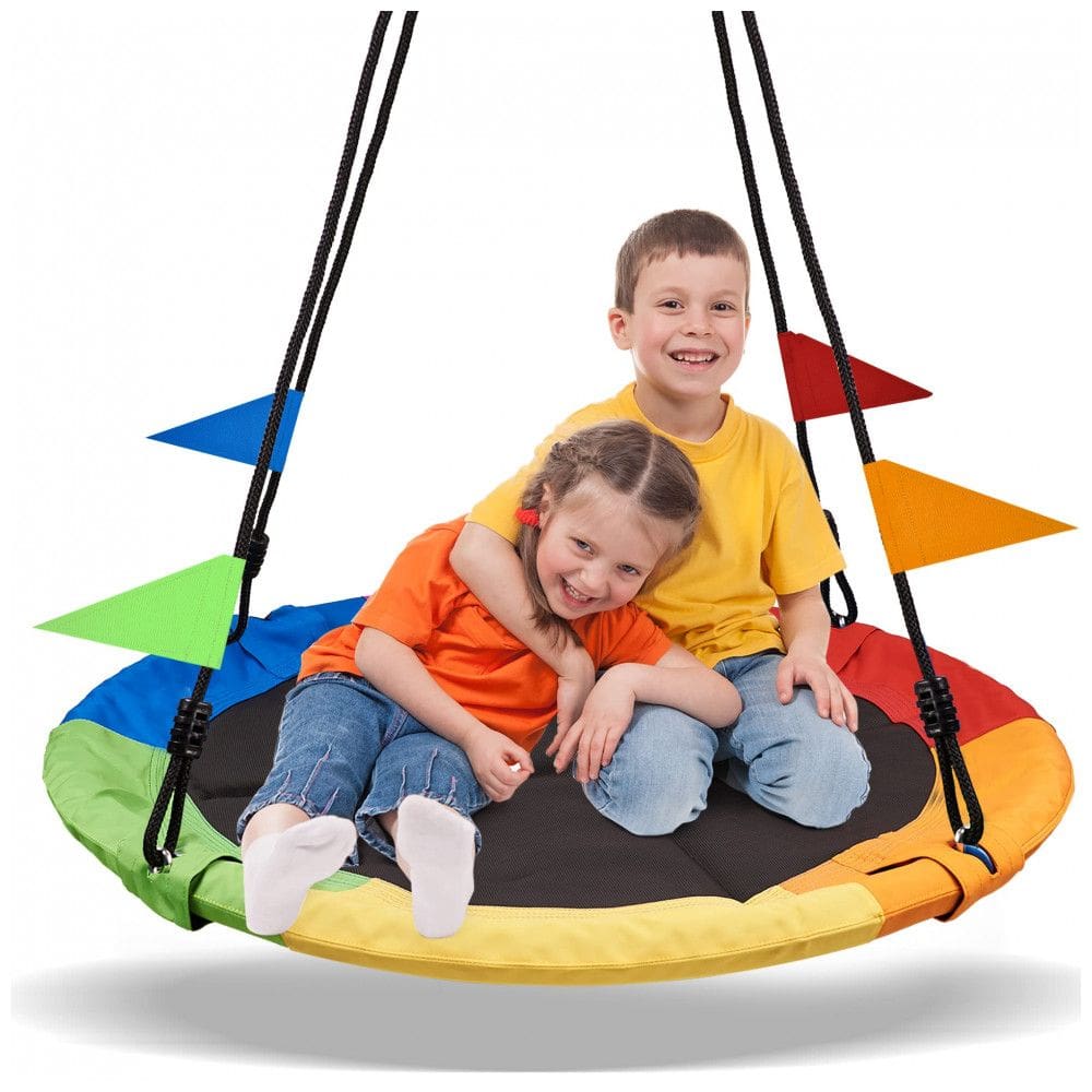 Balanço Redondo Saucer 102 cm PACEARTH Multicolorido com Cordas Multi-Fios Ajustáveis Capacidade 408 kg