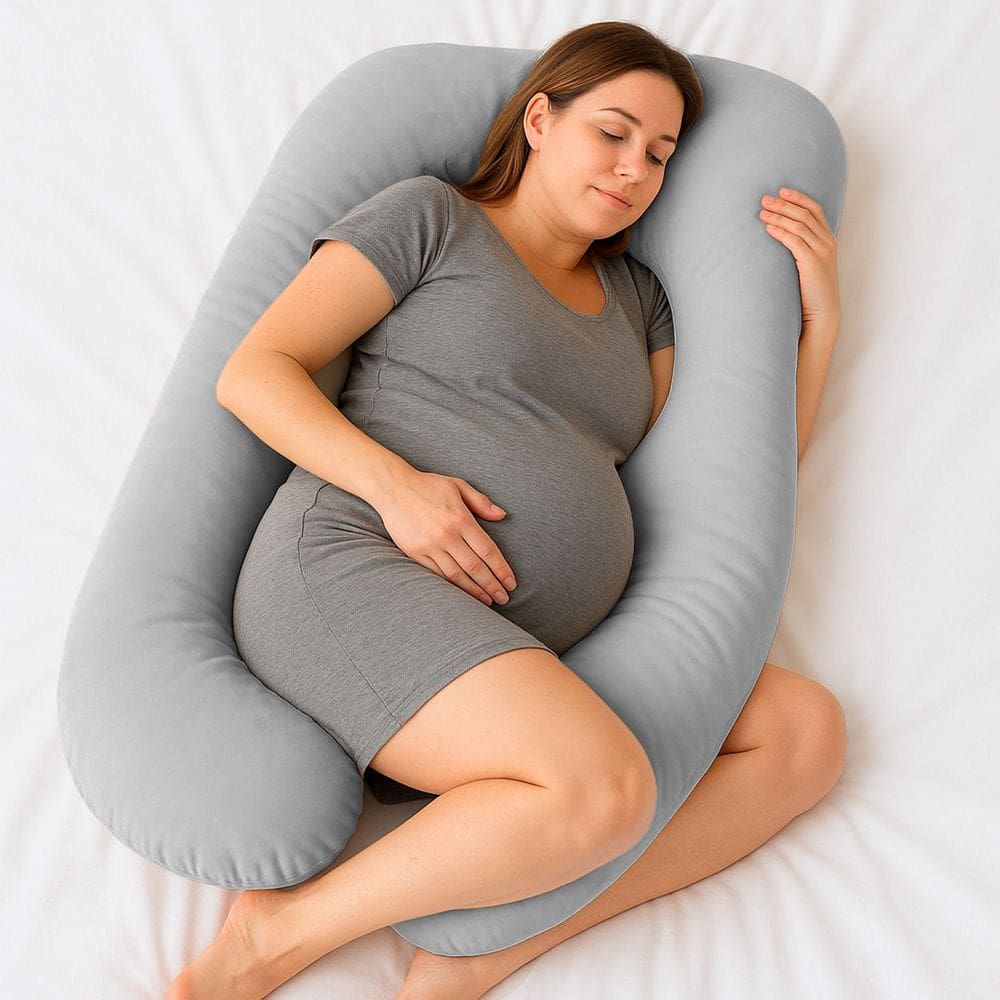 Almofada Travesseiro de Corpo Gestante Relaxante Isa Grande Macia Veludo Cinza Claro - Abmaza