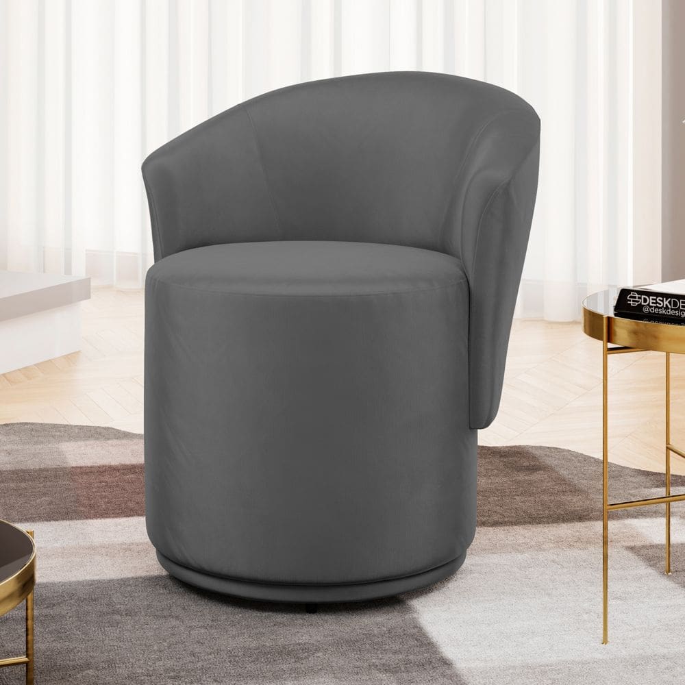 Poltrona Orgânica Living Mavi Fixa Veludo Cinza Escuro - Abmaza