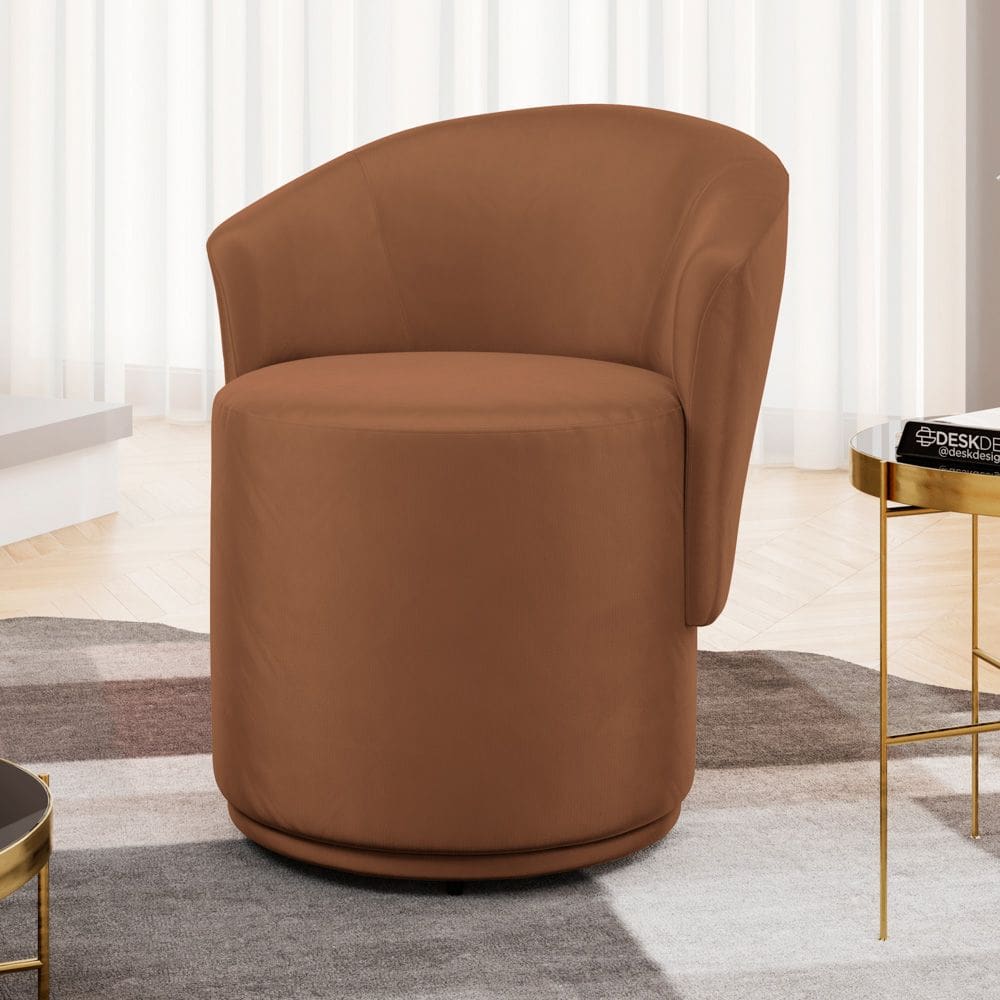 Poltrona Orgânica Living Mavi Fixa Veludo Terracota - Abmaza