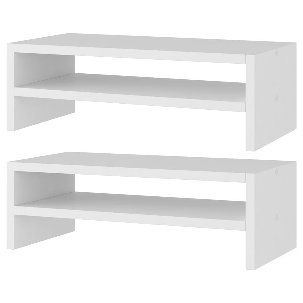 Kit 02 Suportes Stand Base Para Monitor Soft Elevado 45cm em MDF com 01 Prateleira - Abmaza