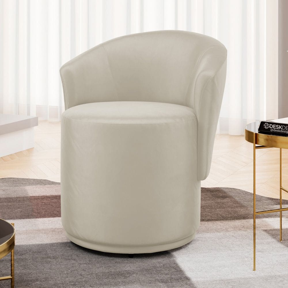 Poltrona Orgânica Living Mavi Fixa Veludo Bege Claro - Abmaza