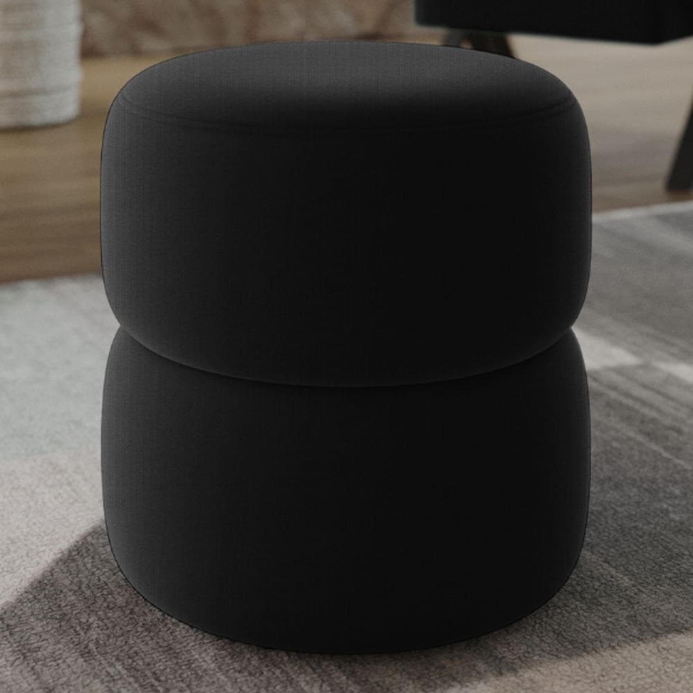 Puff Decorativo Orgânico Living Yaris Veludo Preto - Abmaza