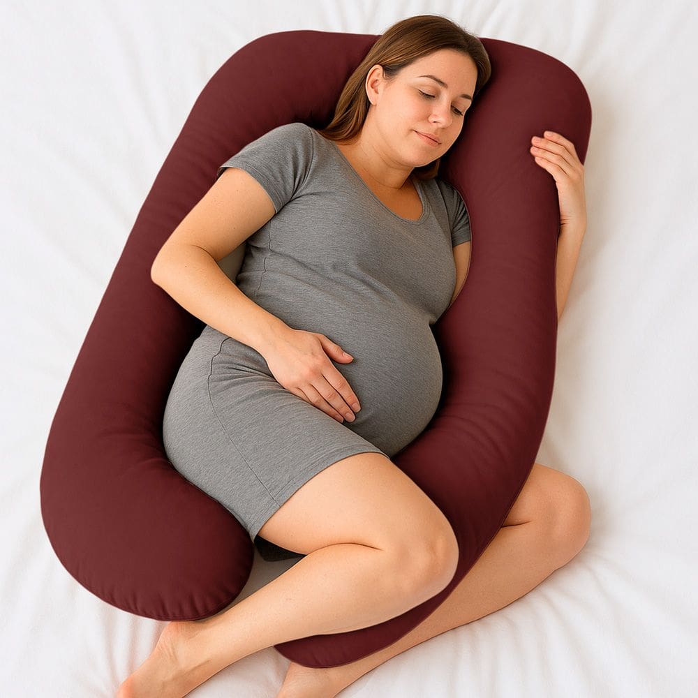 Almofada Travesseiro de Corpo Gestante Relaxante Isa Grande Macia Veludo Vermelho Escuro - Abmaza