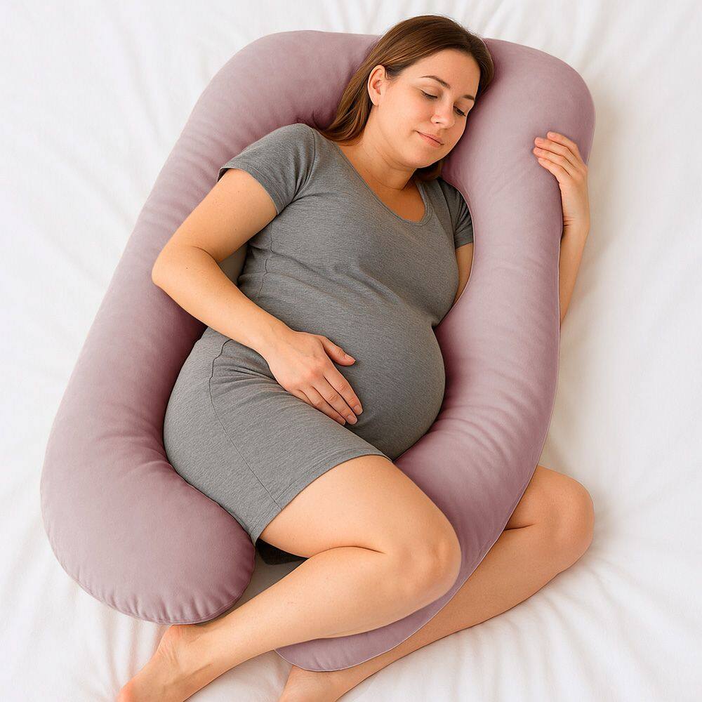 Almofada Travesseiro de Corpo Gestante Relaxante Isa Grande Macia Veludo Rosé - Abmaza