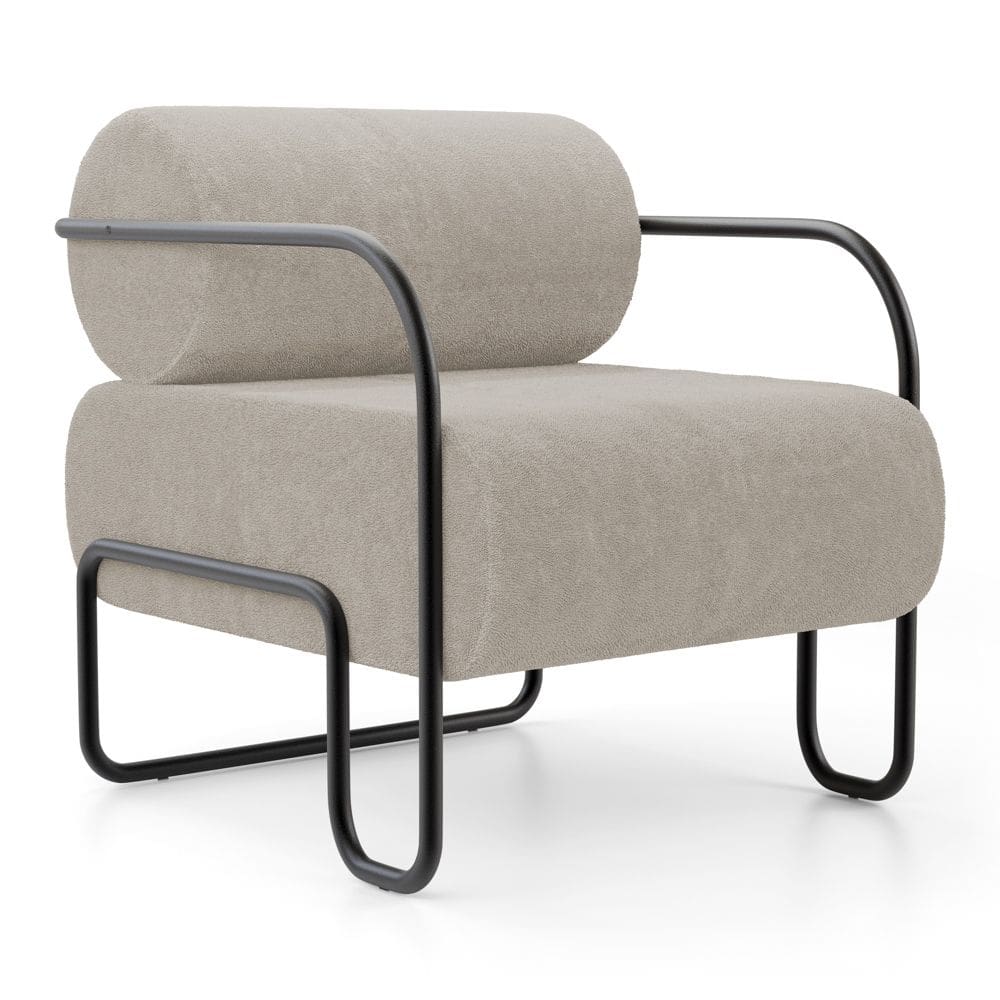 Poltrona Decorativa Orgânica Living Miska Bouclê Bege - Abmaza