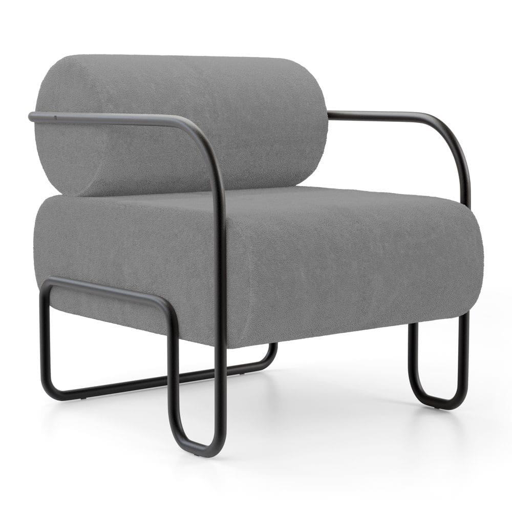 Poltrona Decorativa Orgânica Living Miska Bouclê Cinza - Abmaza