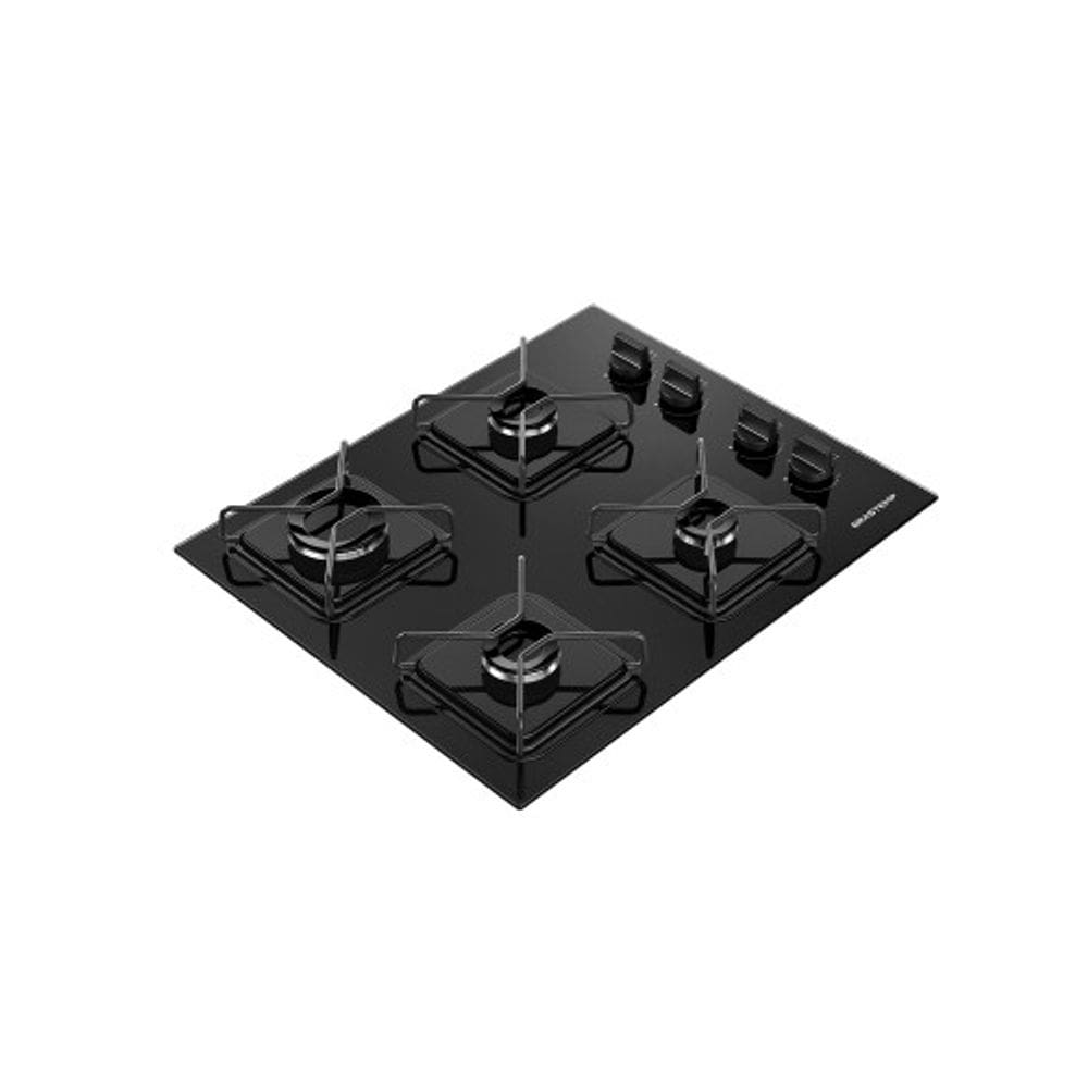 Cooktop 4 Bocas a Gás BDD61BE com Grades de Ferro Amarado e Chama Simmer Brastemp