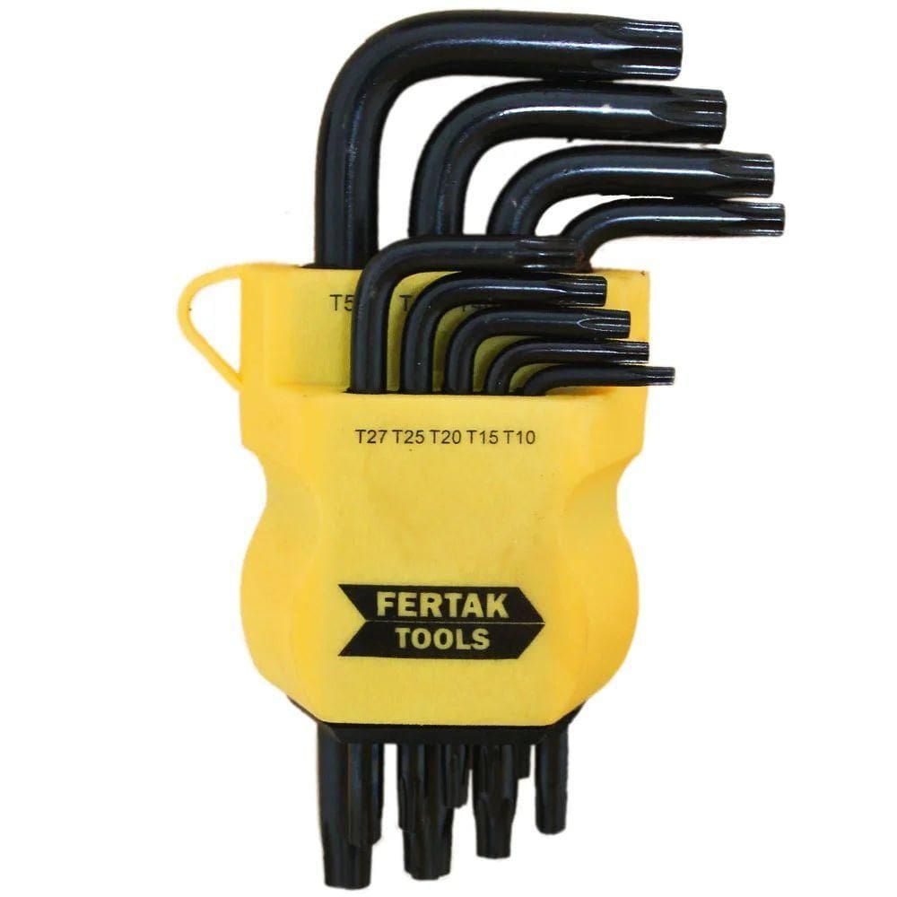 Jogo De Chave Torx Curta Tipo L T10-t50 9 Peças Fertak 2409