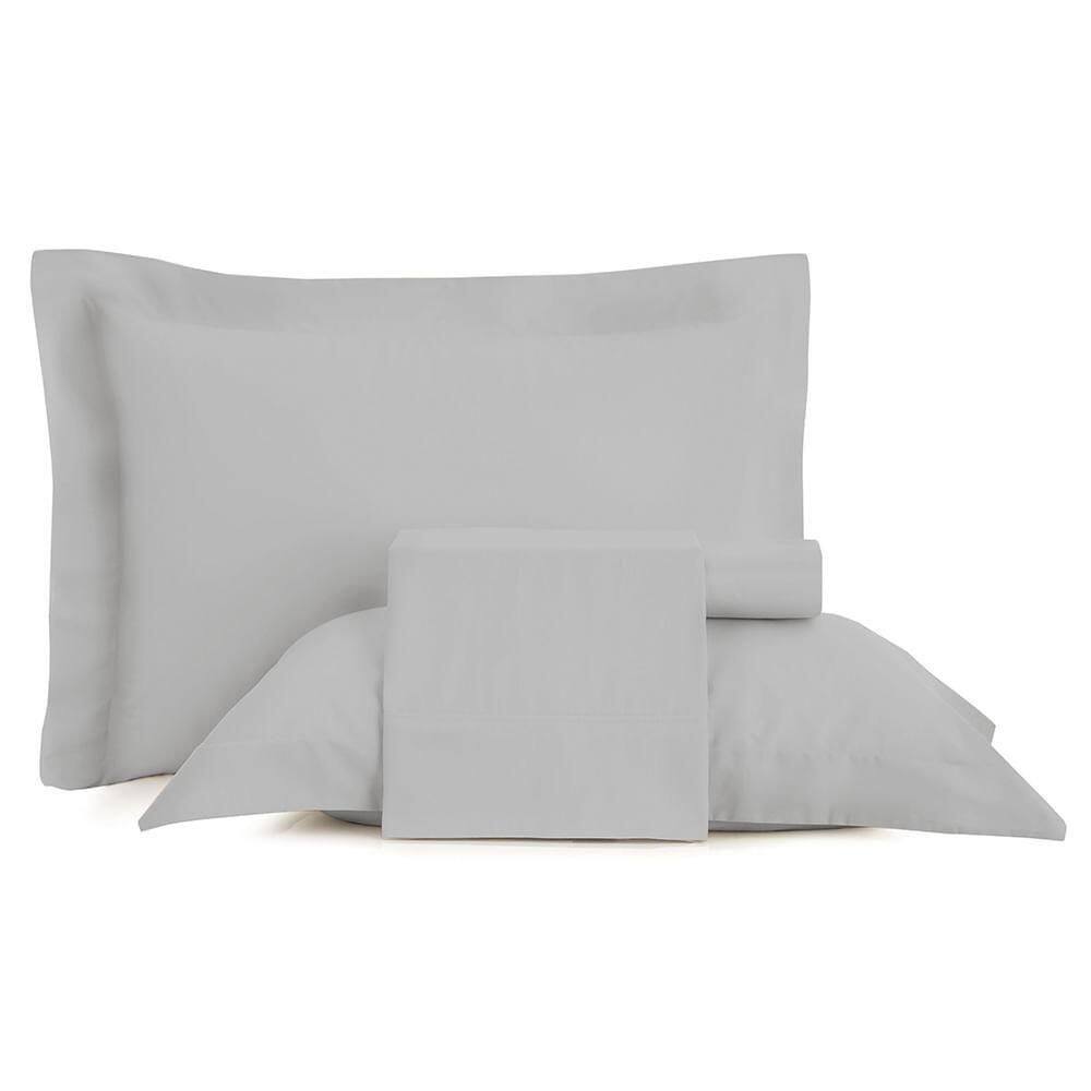 Jogo De Cama Casal Altenburg Cetim 300 Fios Cinza