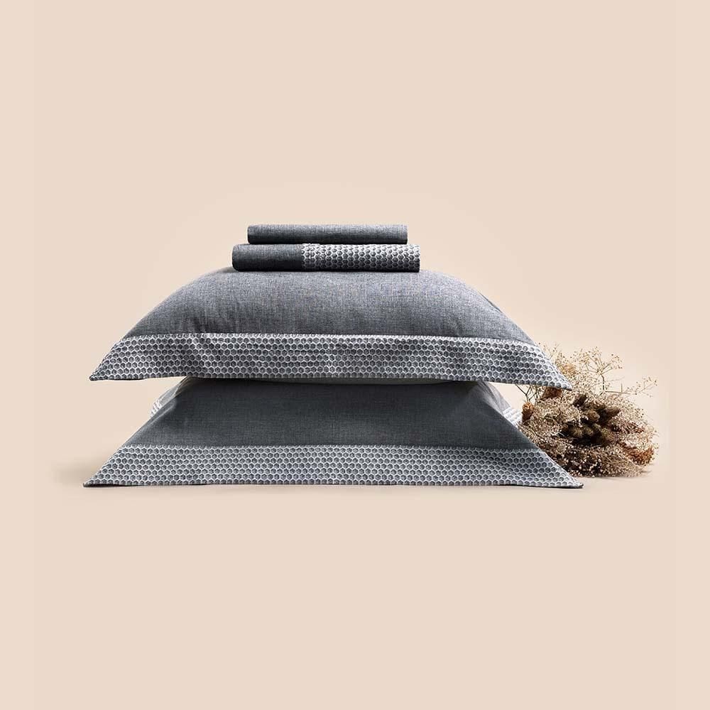 Jogo De Cama King Altenburg Haus Chambray De Algodão Spectro Cinza