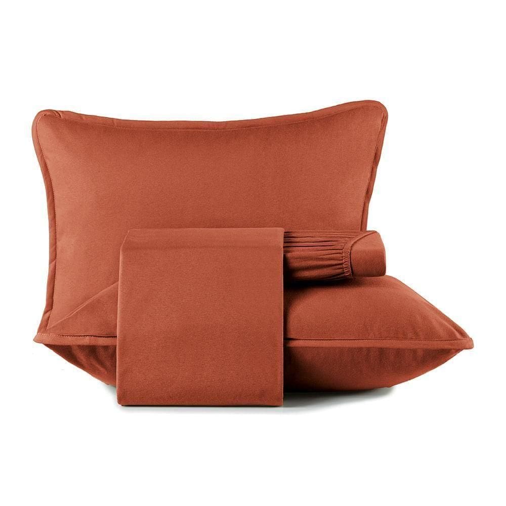 Jogo De Cama Altenburg King 4 Peças Malha Fio Penteado Laranja Autumn