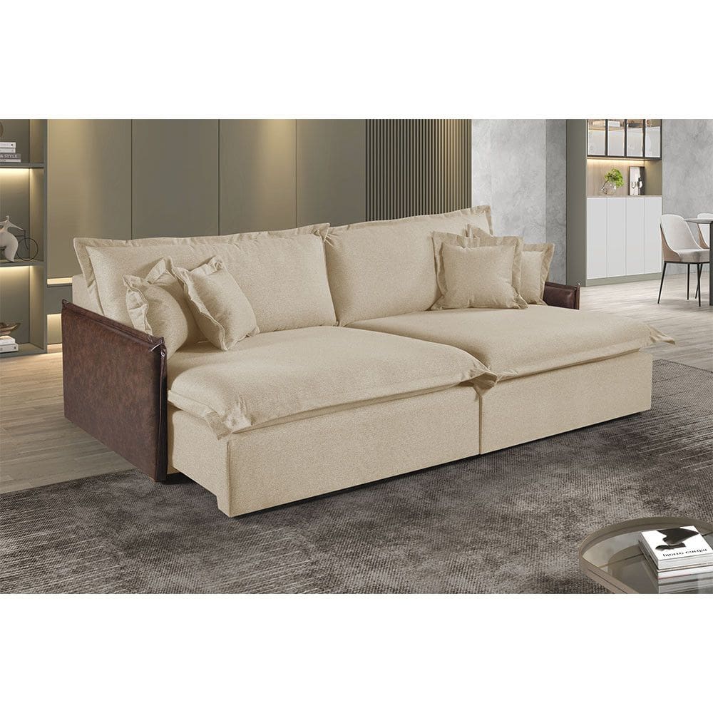Sofa Martins M-160 Linho 02 Modulos de 80cm Braco 7cm Estofados Martins