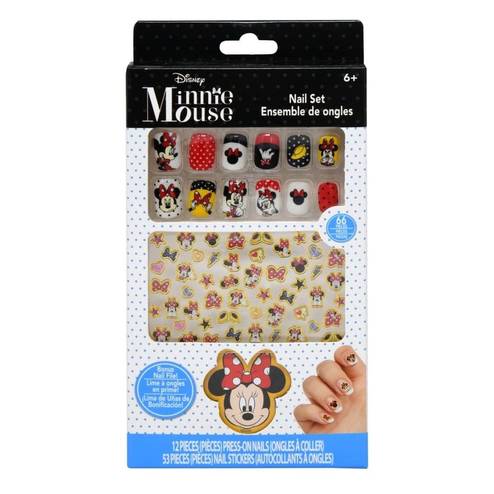Set de Uñas Postizas Disney Minnie Mouse para Niñas - 66 Piezas