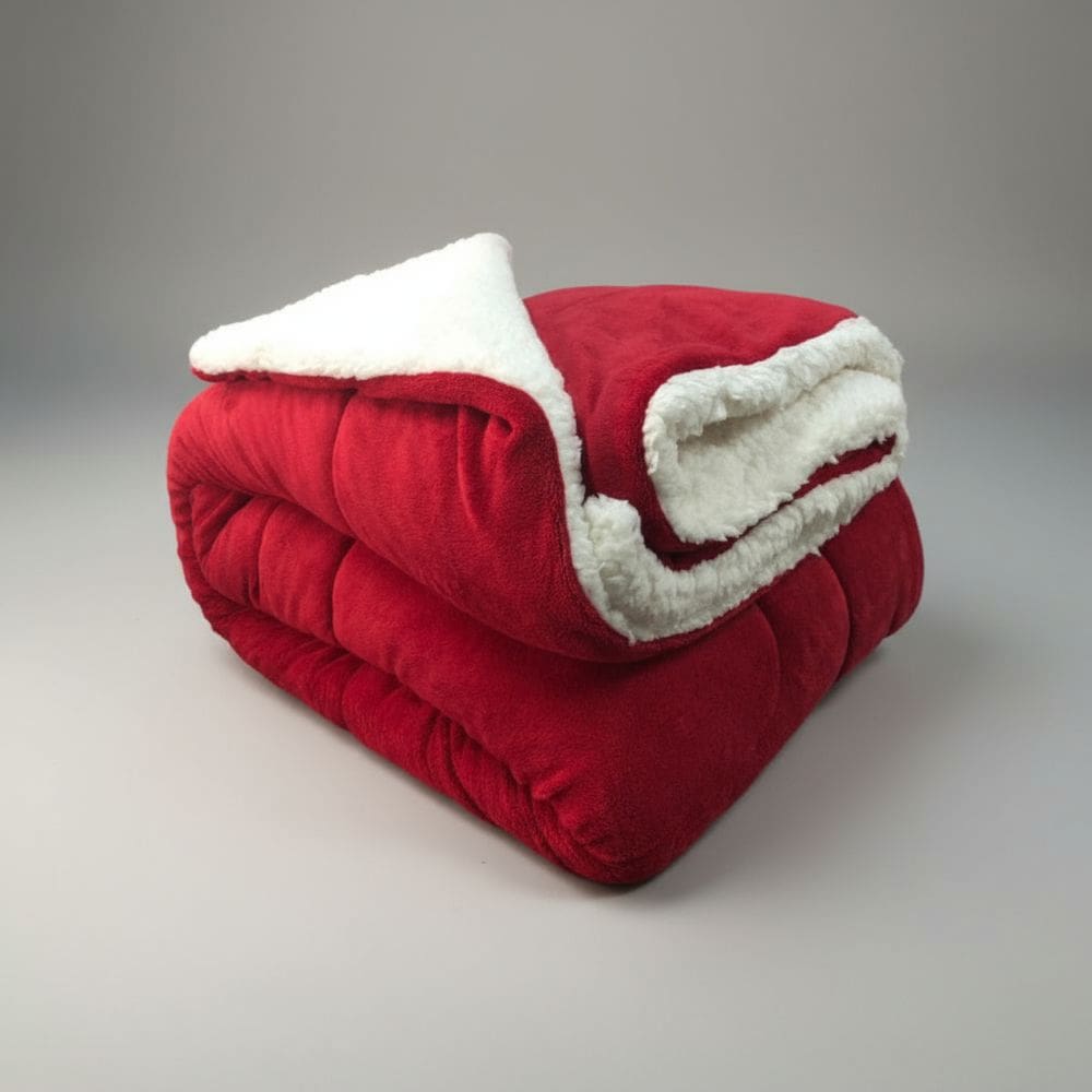 Cobertor Coberdrom Edredom Sherpa King Size Dupla Face 2,60x2,40m Cor Vermelho