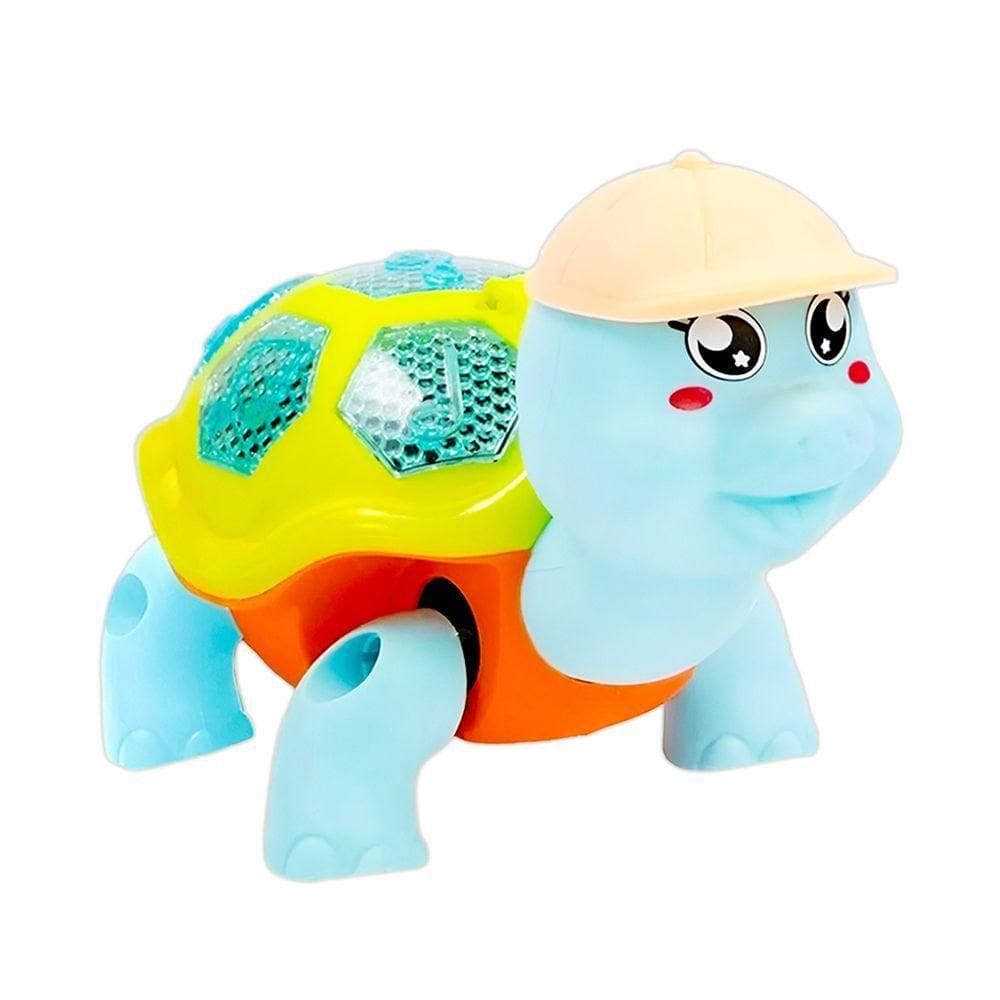 Tartaruga Brinquedo Infantil Dançante Som Luz Crianças Bebe - Interativo Com Luz E Música Para Bebês Azul
