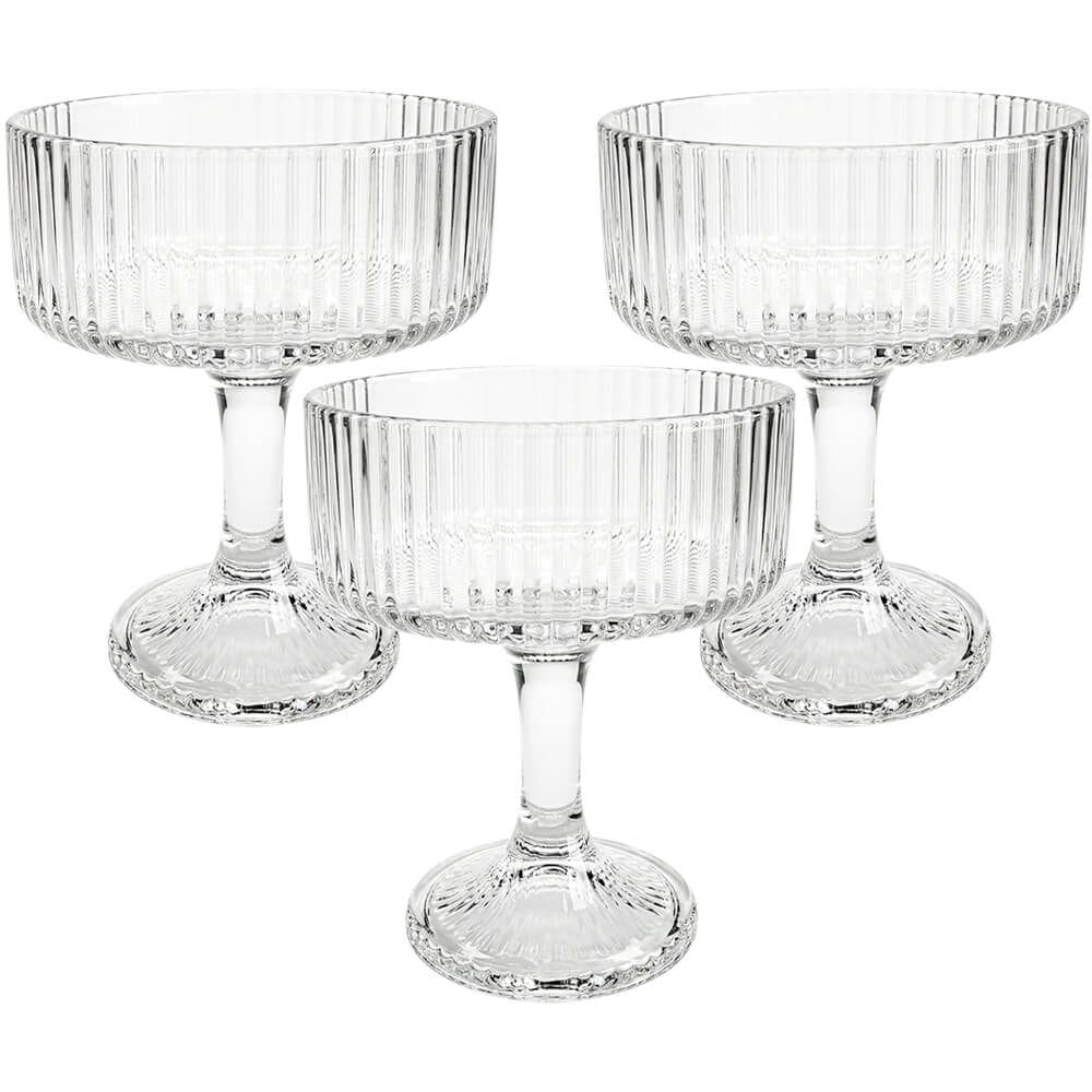 Jogo De Taças De Sobremesa Latinos De Vidro Transparente 300ml 3 Peças - Casambiente