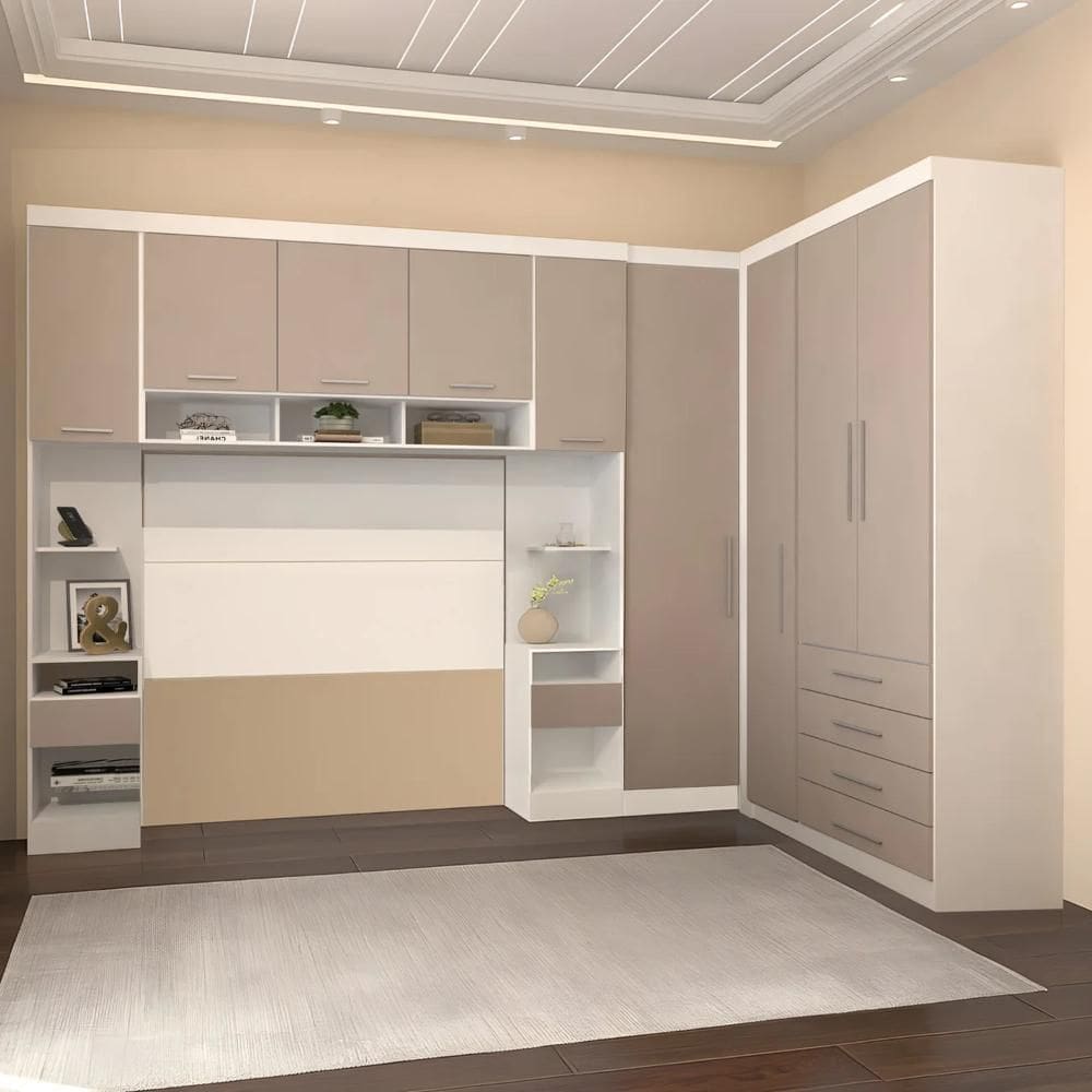 Guarda Roupa Casal Modulado Cp09 Taiga Branco/Cinnamon L01 - Mpozenato