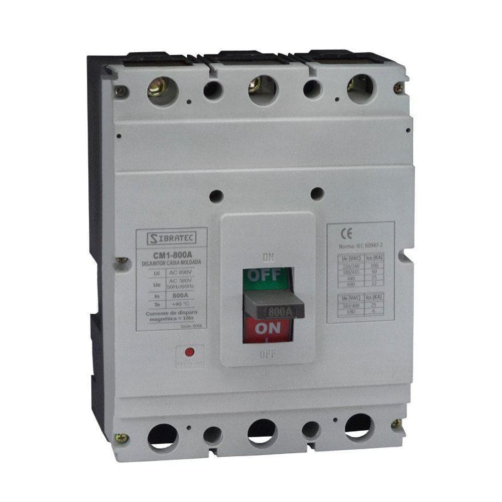 Disjuntor Caixa Moldada 3P 800A Tripolar 45Ka 690V Sibratec