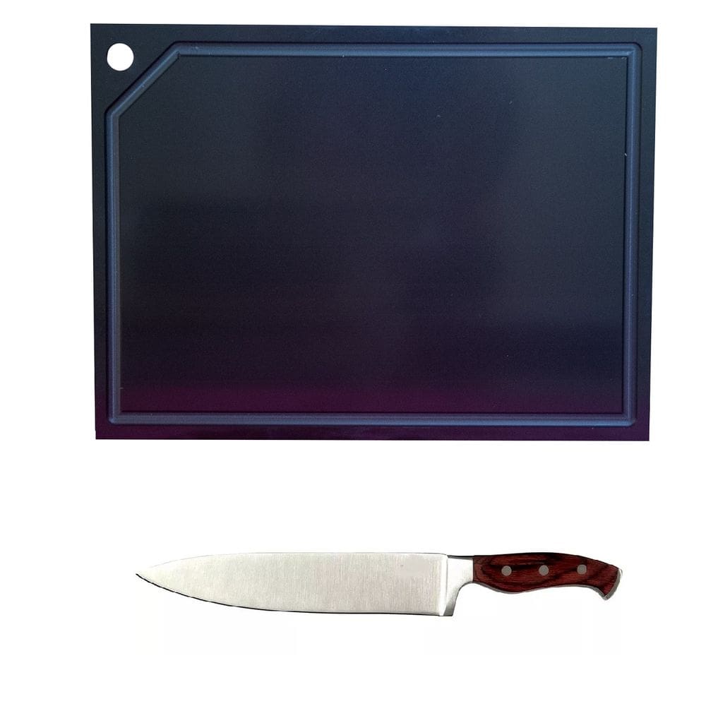 Tabua de Corte polietileno Preta CANALETA media, com faca 9