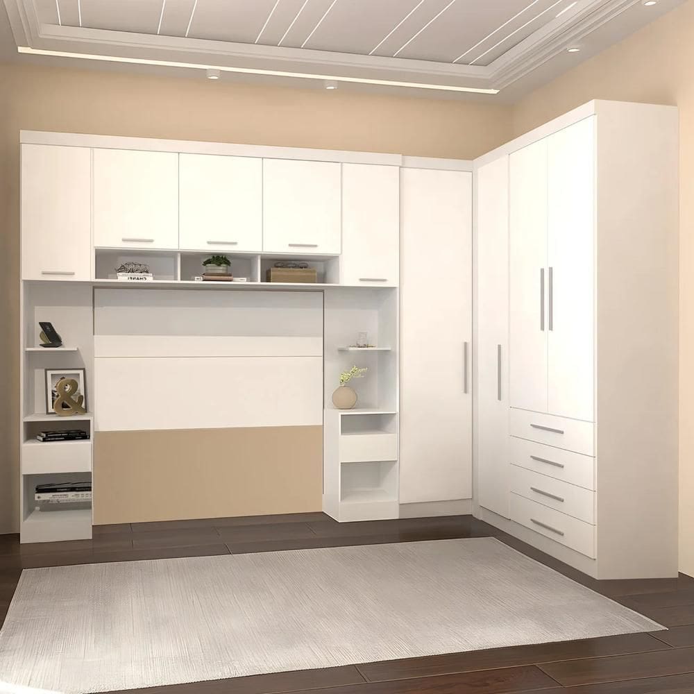 Guarda Roupa Queen Modulado Cp09 Taiga Branco L01 - Mpozenato