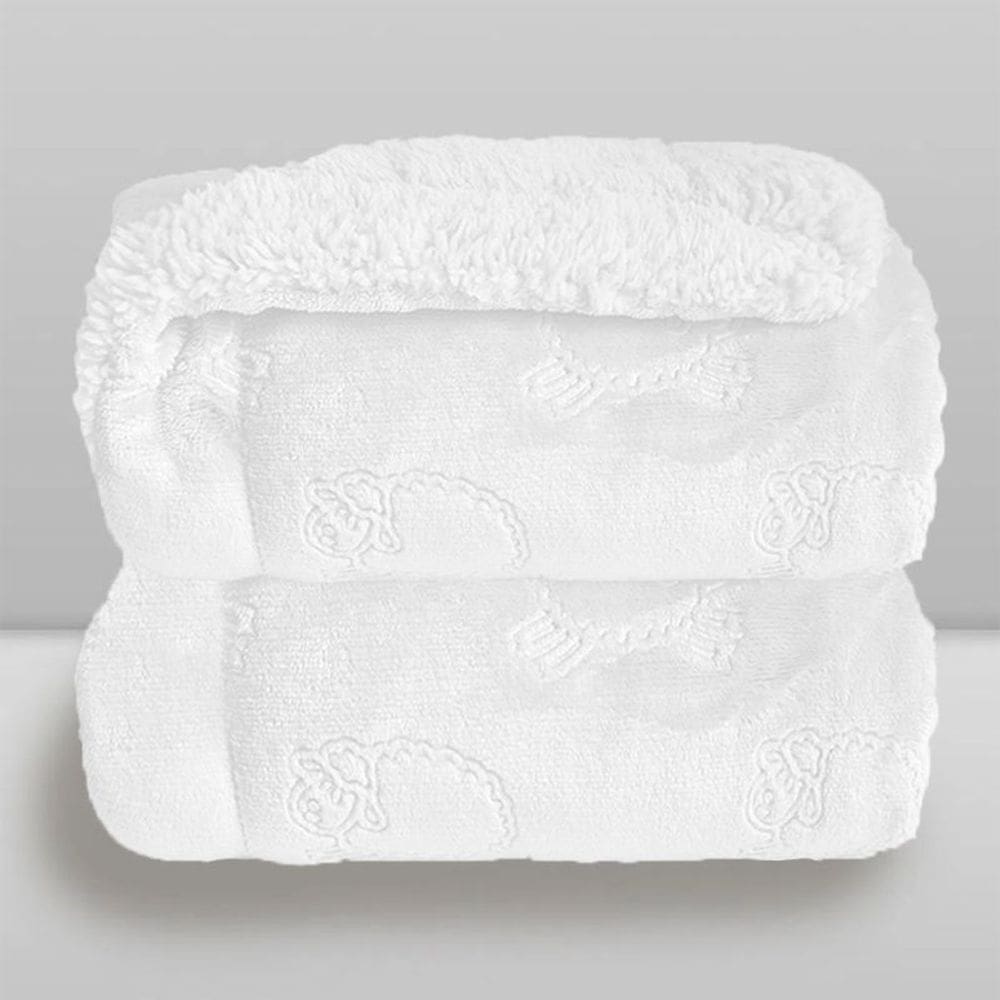 Cobertor Plush com Sherpa Ferrete Branco 100x150 - Laço Bebê