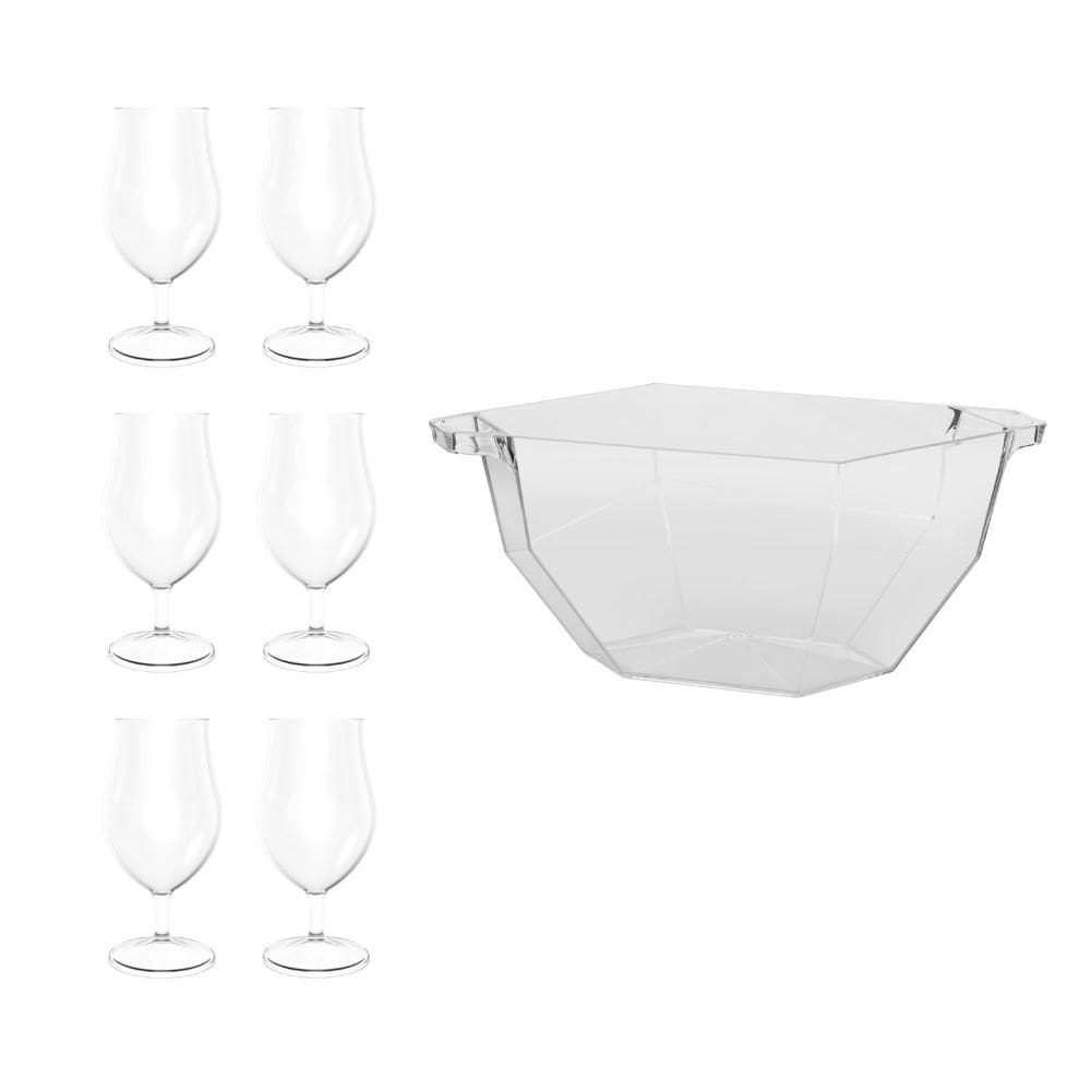 Conjunto de 6 Taças de cerveja + 1 balde para gelo