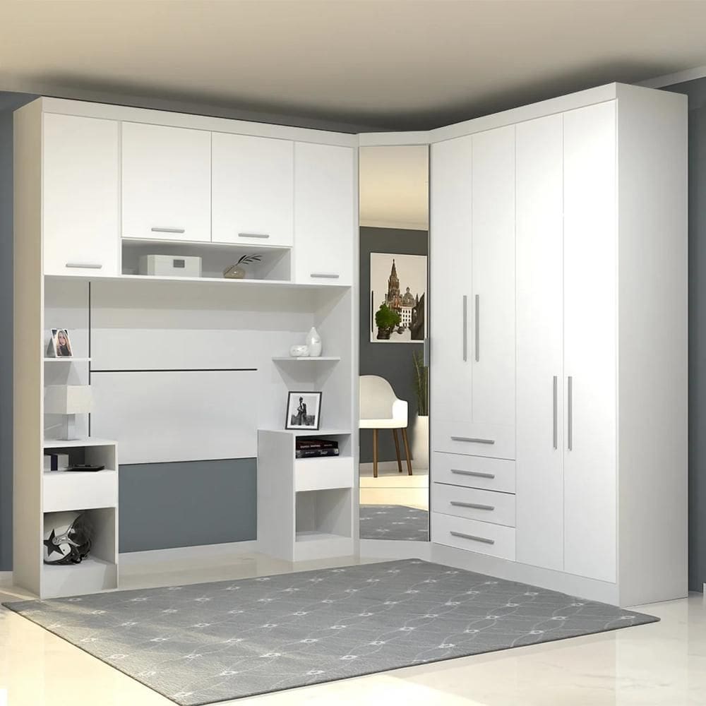 Guarda Roupa Solteiro Modulado Cp01 Taiga Branco L01 - Mpozenato