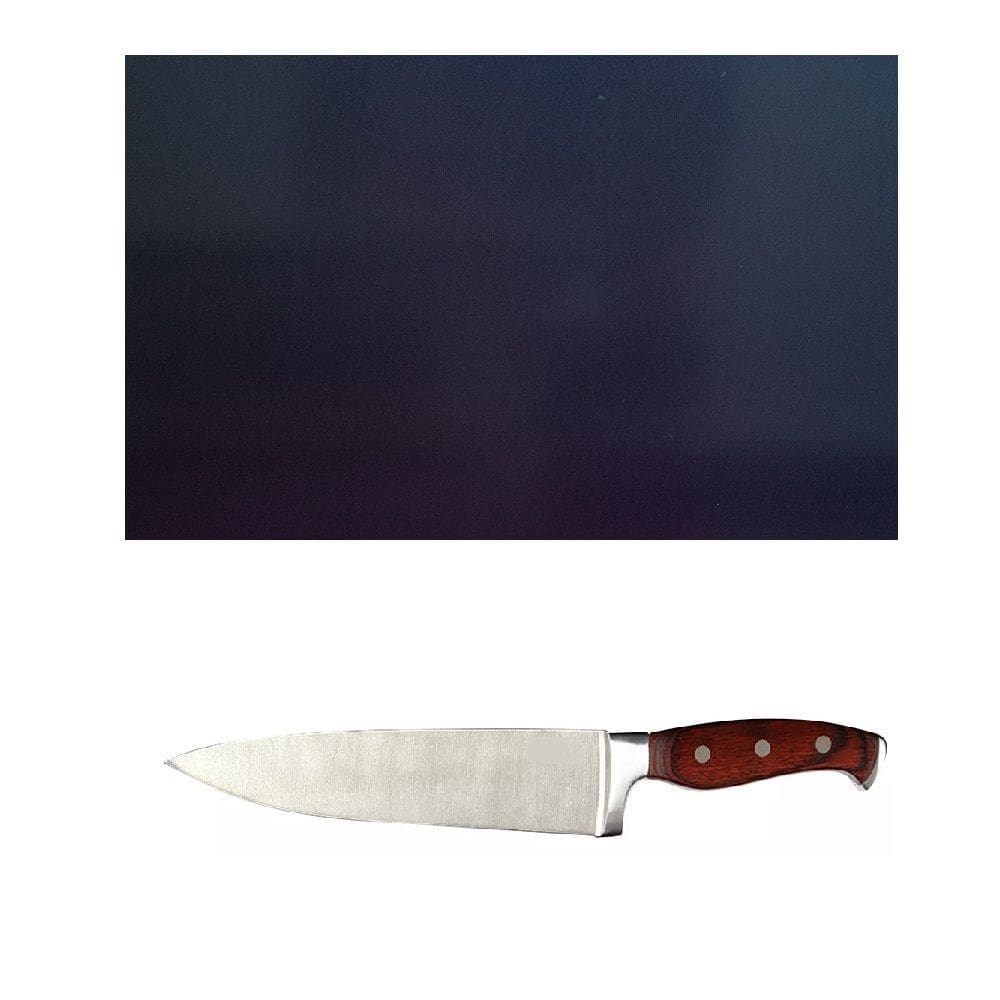 Tabua de Corte LISA polietileno Preta media com faca do chef