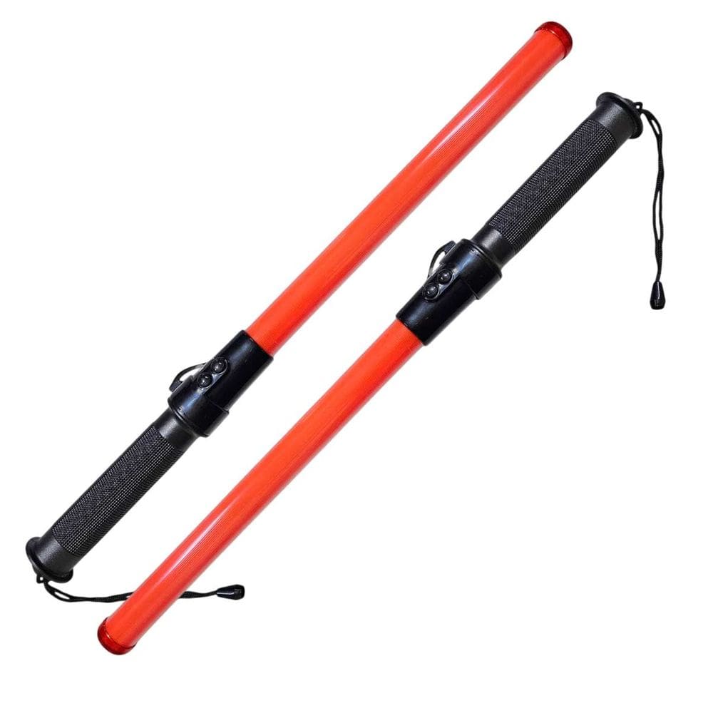 Bastao Sinalizador Viario Kit 2 Uni Apito LED Pilha Sinalizador Transito Emergencia Obra Frentista Guarda Manobrista