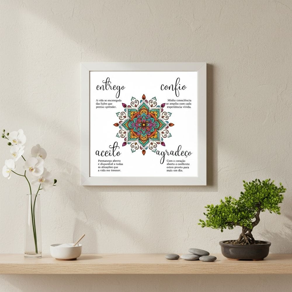 Quadro Entrego Aceito Confio 33x33cm Mold Branca Vidro