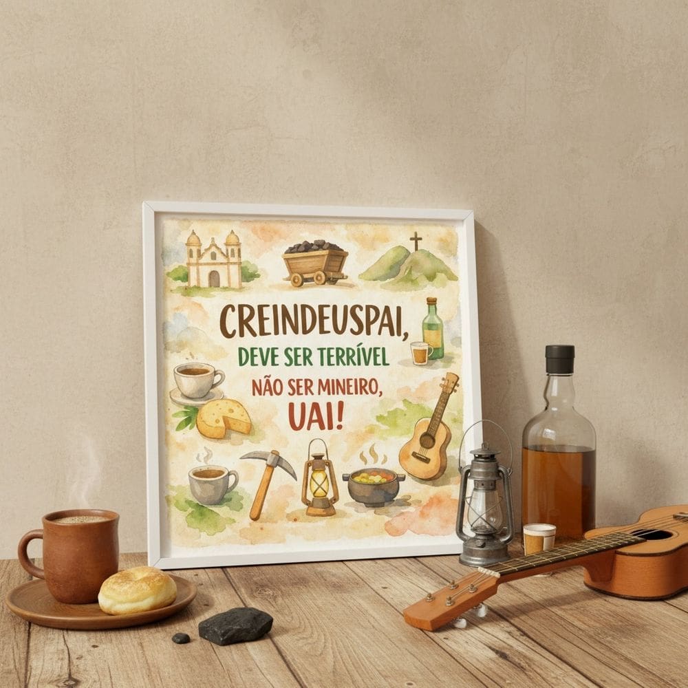 Quadro Minas Gerais Amo Ser Mineiro 33x33 Mold Branca Vidro