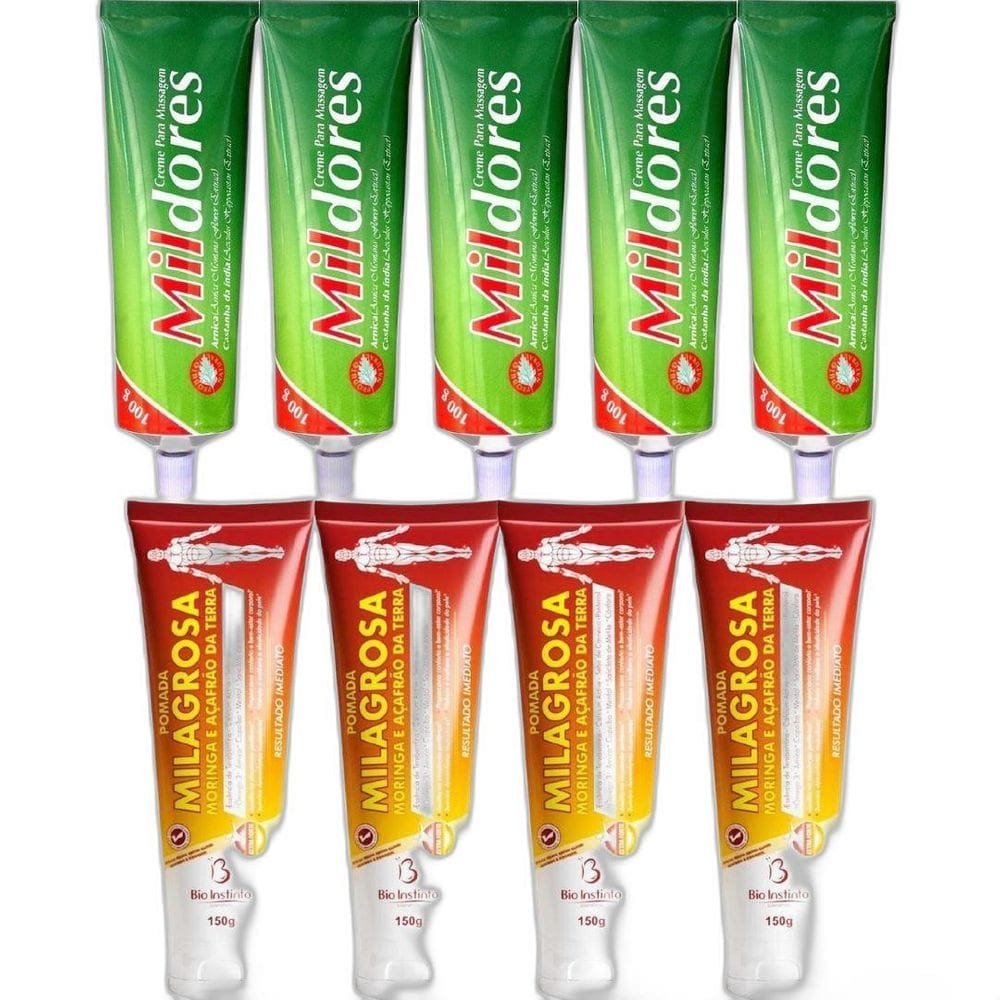 Kit 5 Creme Mil Dores 100G + 4 Pomada Massageadora Milagrosa