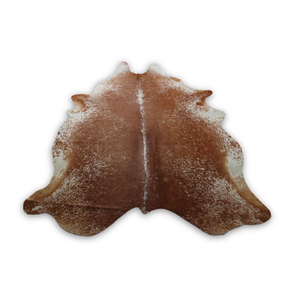Tapete Couro Natural De Boi Salpicado Marrom e Branco M